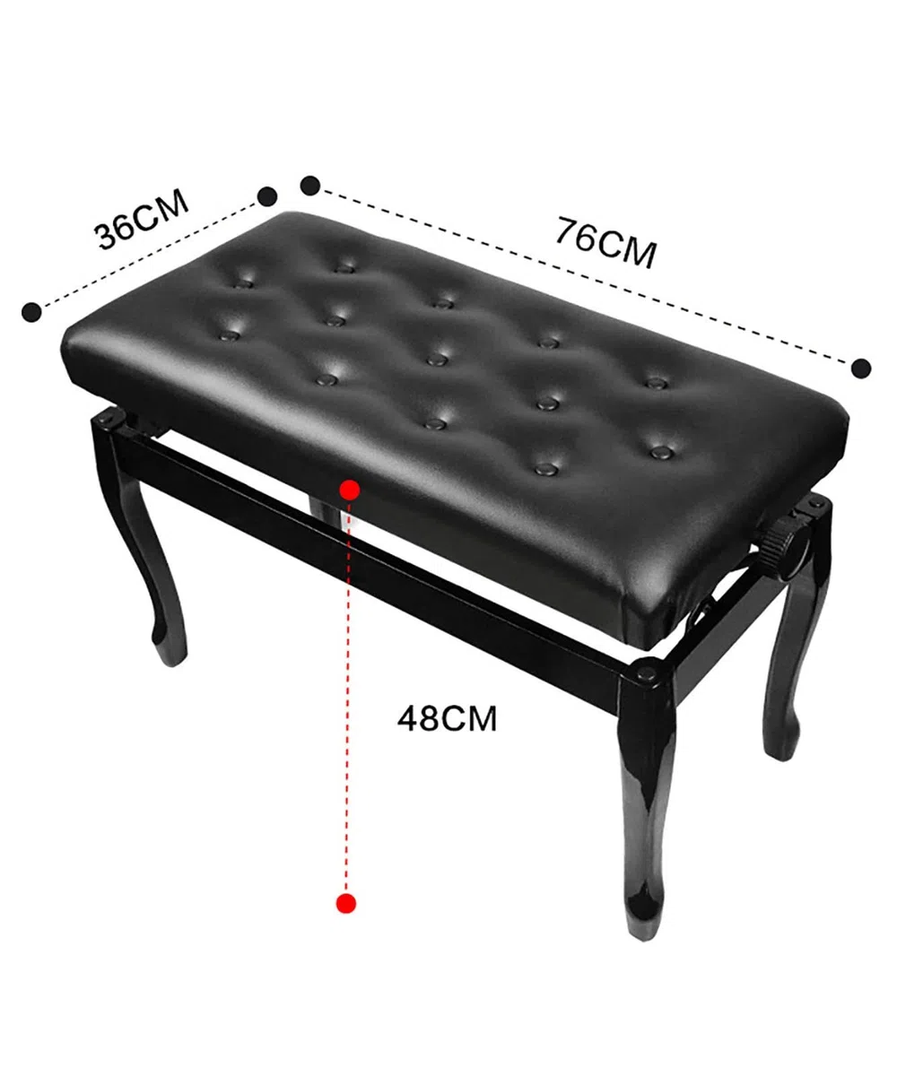 sdneNest Banco de piano dúo de piel sintética de lujo con construcción de madera maciza, 76 x 35 x 49 cm, perfecto para uso doméstico y profesional, banco de teclado negro/marrón, negro