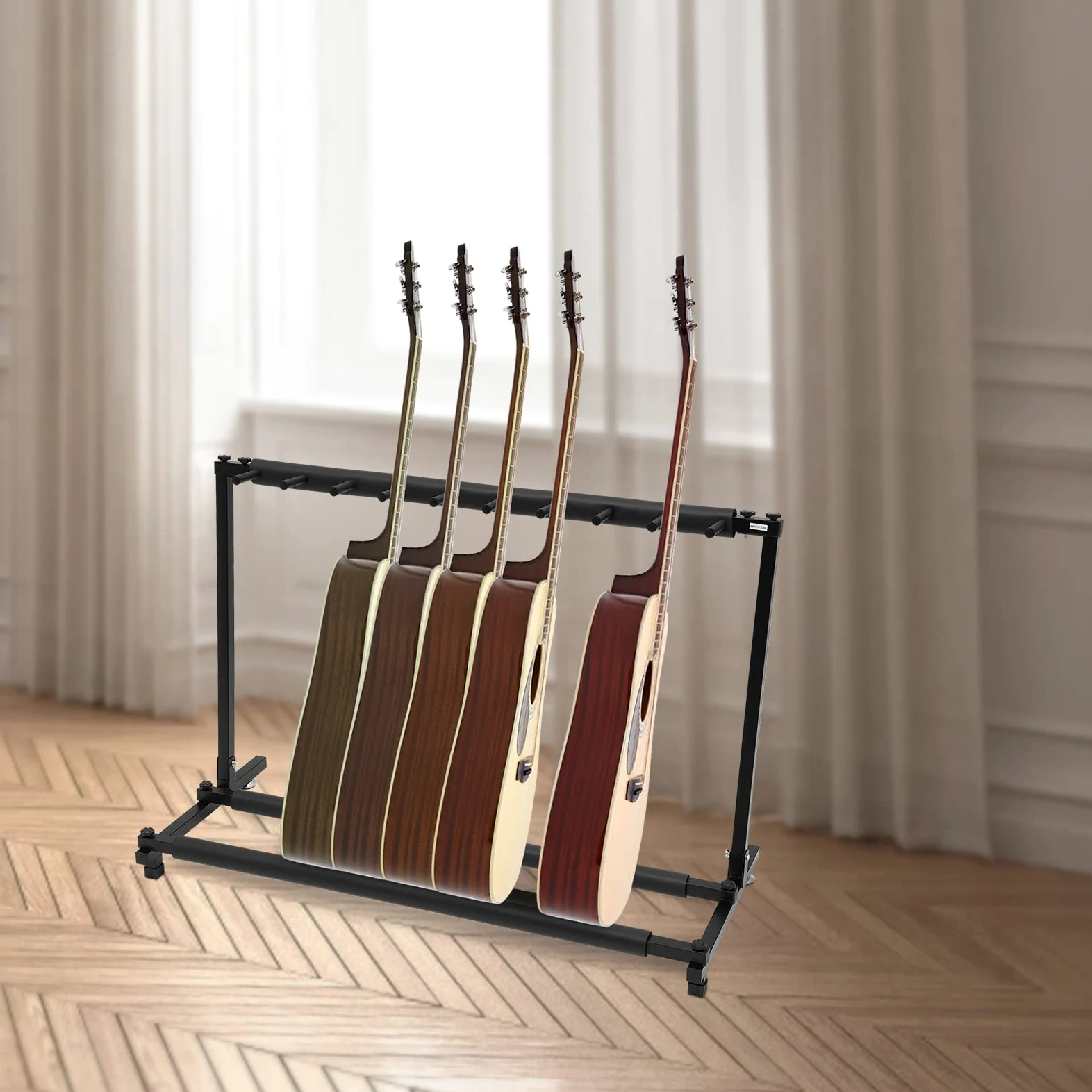 Soporte para Guitarra Con 9 Compartimentos y Pies Ajustables - para Clásica, Acústica, Eléctrica y Bajo