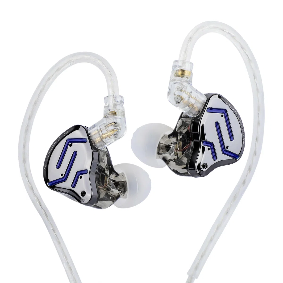 Linsoul KZ ZSN Pro 2 in-Ear Monitor, Auriculares HiFi IEM con Controlador Híbrido 1BA+1DD, Auriculares con Cable, Cable Desmontable Plateado de 2 Pines para Audiófilos(Sin micrófono, Negro)