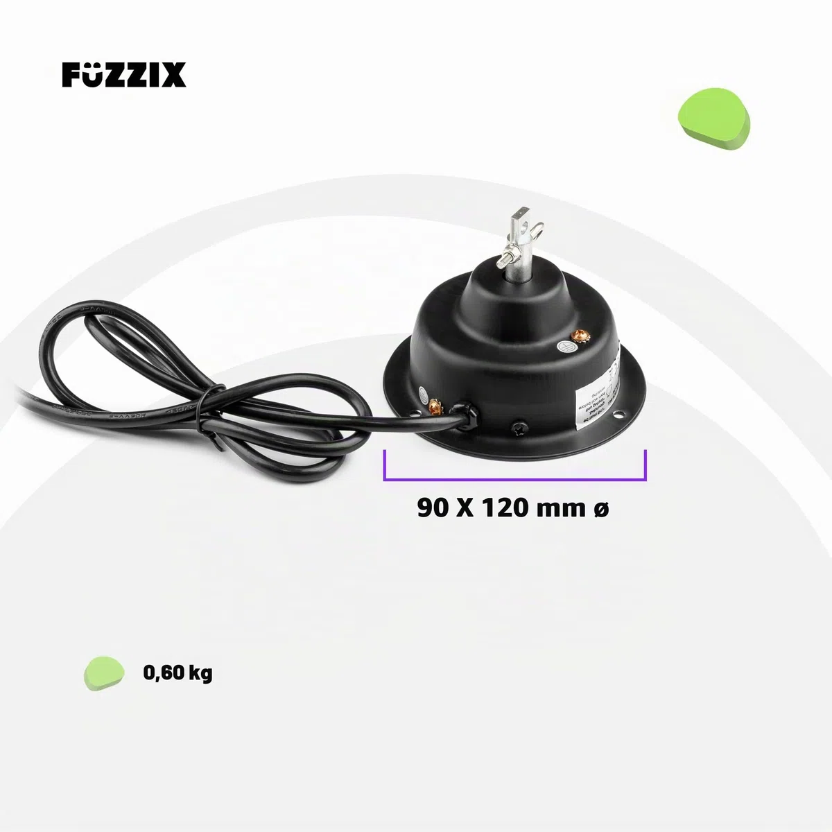 Fuzzix MBM400 Motor para Bola de Discoteca, Motor con Cable para Bola de Espejos, 3 rpm, Motor Giratorio para Bolas de Discoteca, Montaje en techo. Accesorios para fiestas y Bolas de Discoteca.