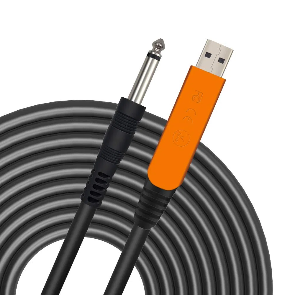 Cable USB para guitarra, cable de grabación compatible con PC, Mac, Xbox, PS4, PS3, PS2, interfaz USB de 6,35 mm 1/4 pulgadas chapado en oro TS mono enchufe USB para guitarra