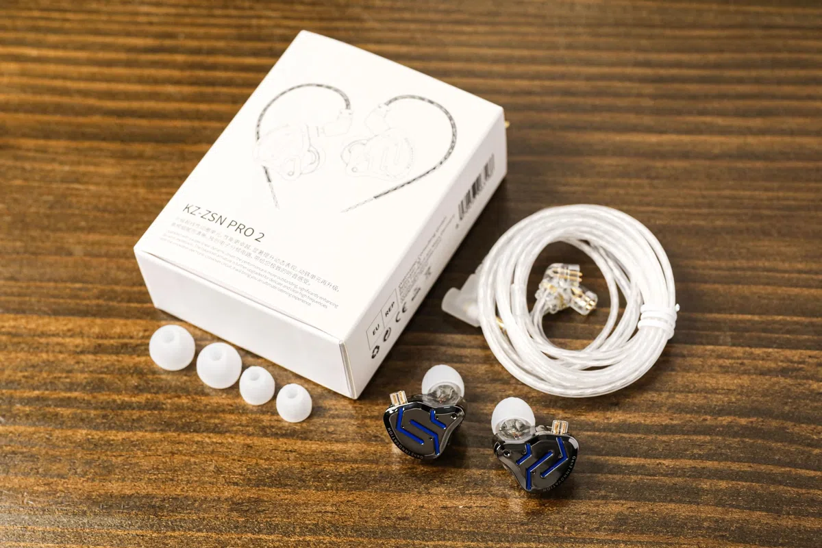 Linsoul KZ ZSN Pro 2 in-Ear Monitor, Auriculares HiFi IEM con Controlador Híbrido 1BA+1DD, Auriculares con Cable, Cable Desmontable Plateado de 2 Pines para Audiófilos(Sin micrófono, Negro)