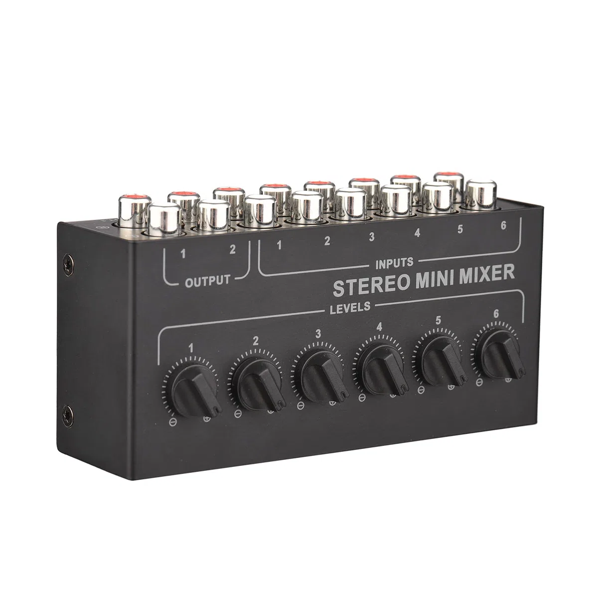 Mini mezclador pasivo estéreo de 6 canales,mezclador de Audio portátil RCA,distribuidor estéreo de 6 entradas y 2 salidas,Control de volumen,no requiere batería,Mini mezclador estéreo