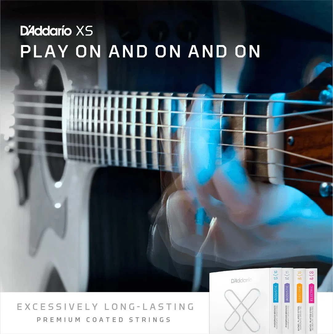 Cuerdas para guitarra acústica D'Addario XS, bronce 80/20, ligero, 12-53, paquete de 3