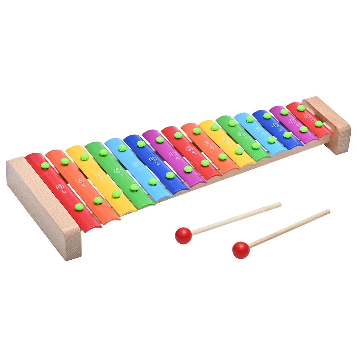 LIEKE Xilófono de madera, 15 tonos, carillón, instrumento musical, regalo para niños y adultos