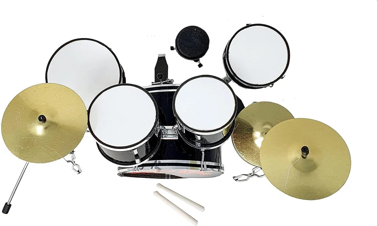 ROCKSTAR - MINIATURA BATERÍA ACUSTICA NEGRO BRILLO MLI MDR-0022 REGALO MUSICAL