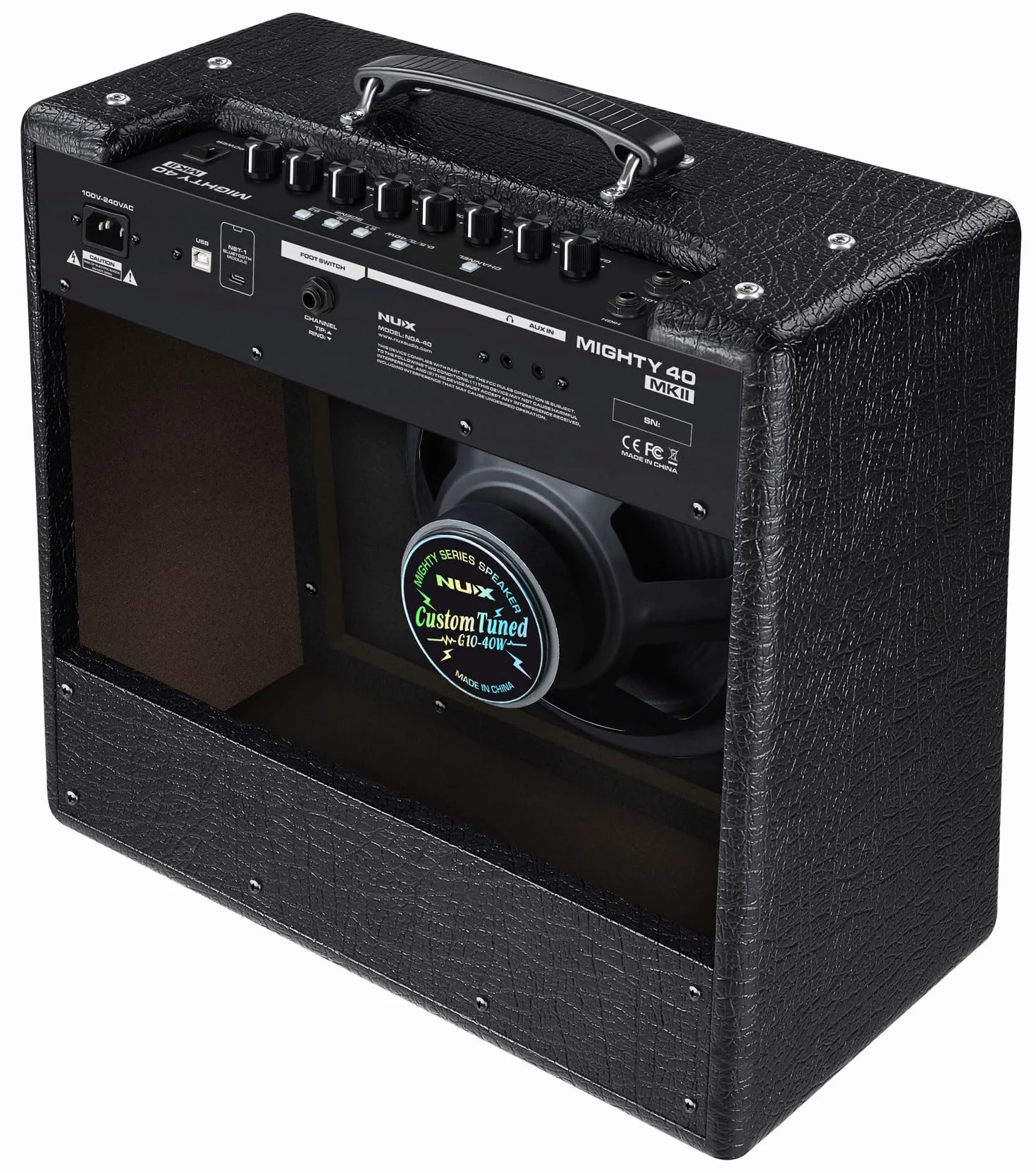 NU-X Mighty 40 mkII - Amplificador de Guitarra con Efectos | Amplificador de Modelado portátil de 40 W, Bluetooth, Interfaz USB y máquina de Tambor para Guitarras eléctricas, práctica y grabación