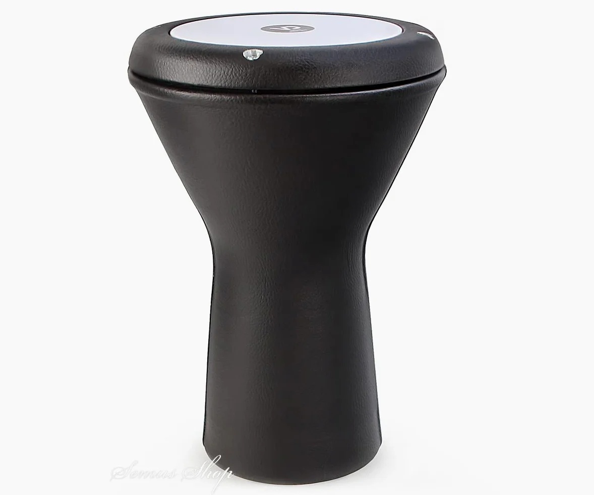 Tambor de percusión darbuka oriental pequeño fundido en aluminio negro mate, 2002