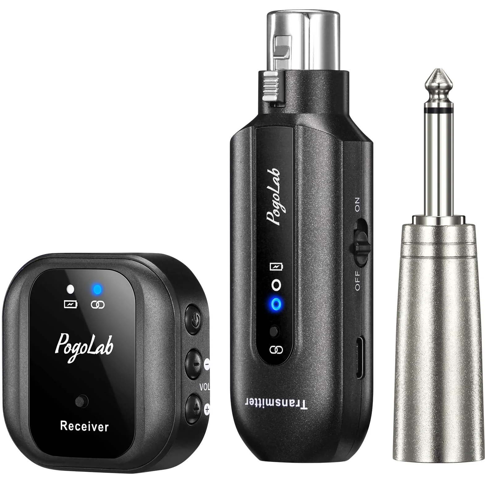 POGOLAB Sistema de monitor intrauditivo UHF con conector XLR, sistema de monitor intrauditivo inalámbrico portátil con control de volumen y 2 modos de entrada, ideal para ensayos de banda, actuaciones