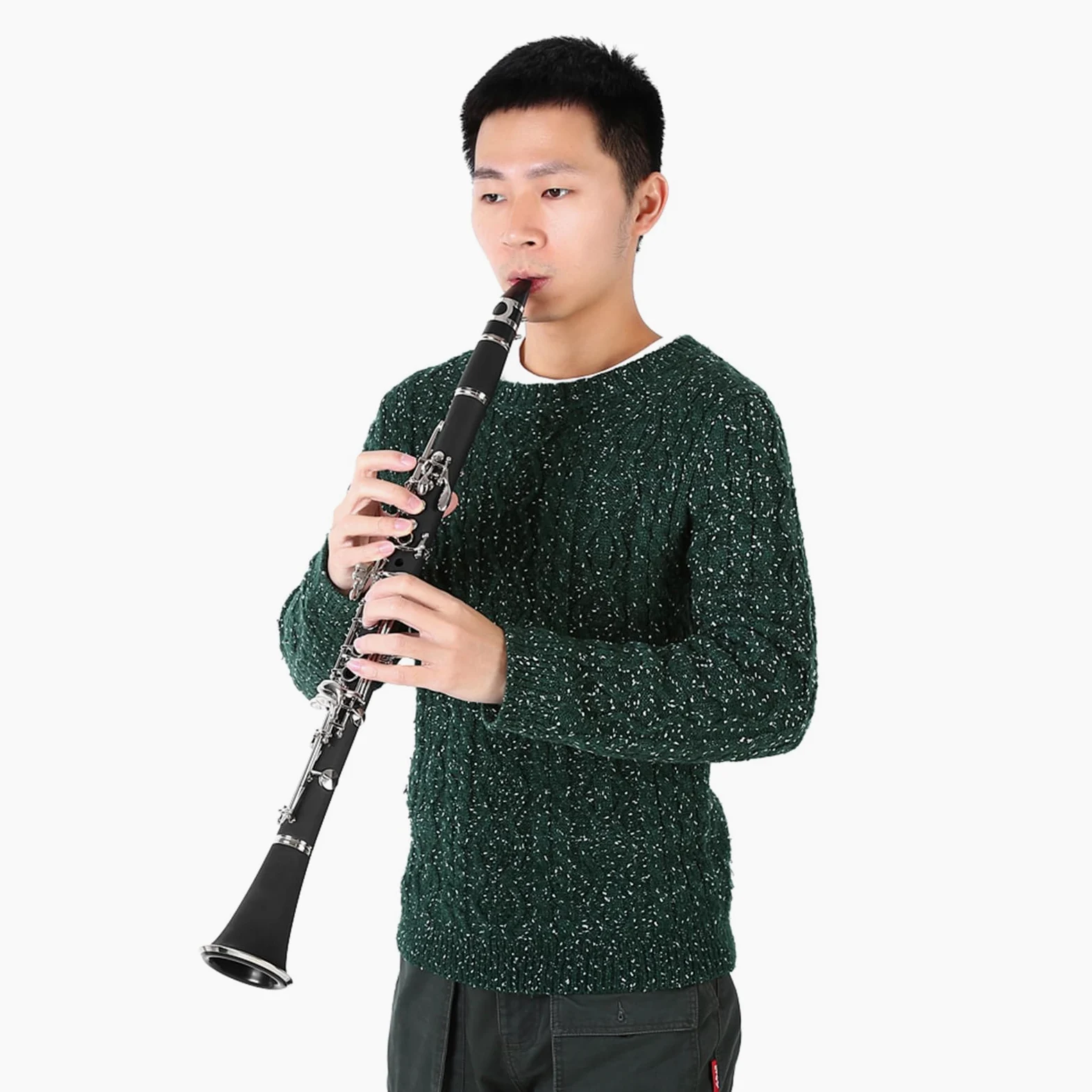BB Clarinet, Instrumento de Viento de Madera Descendente B Tono 17 Key Bakelite Clarinet con Lana de Limpieza de Cañas para Bandas de Música Clásica de Jazz Bandas
