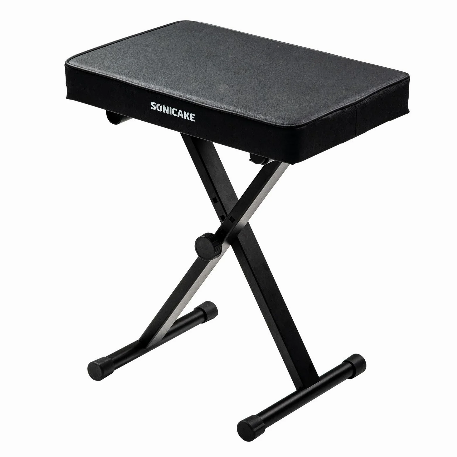 SONICAKE Banco de Piano Ajustable, Taburete para Teclado con Cojín Grueso de 6 cm, Plegable y Portátil para Piano, Órgano, Sintetizador Negro