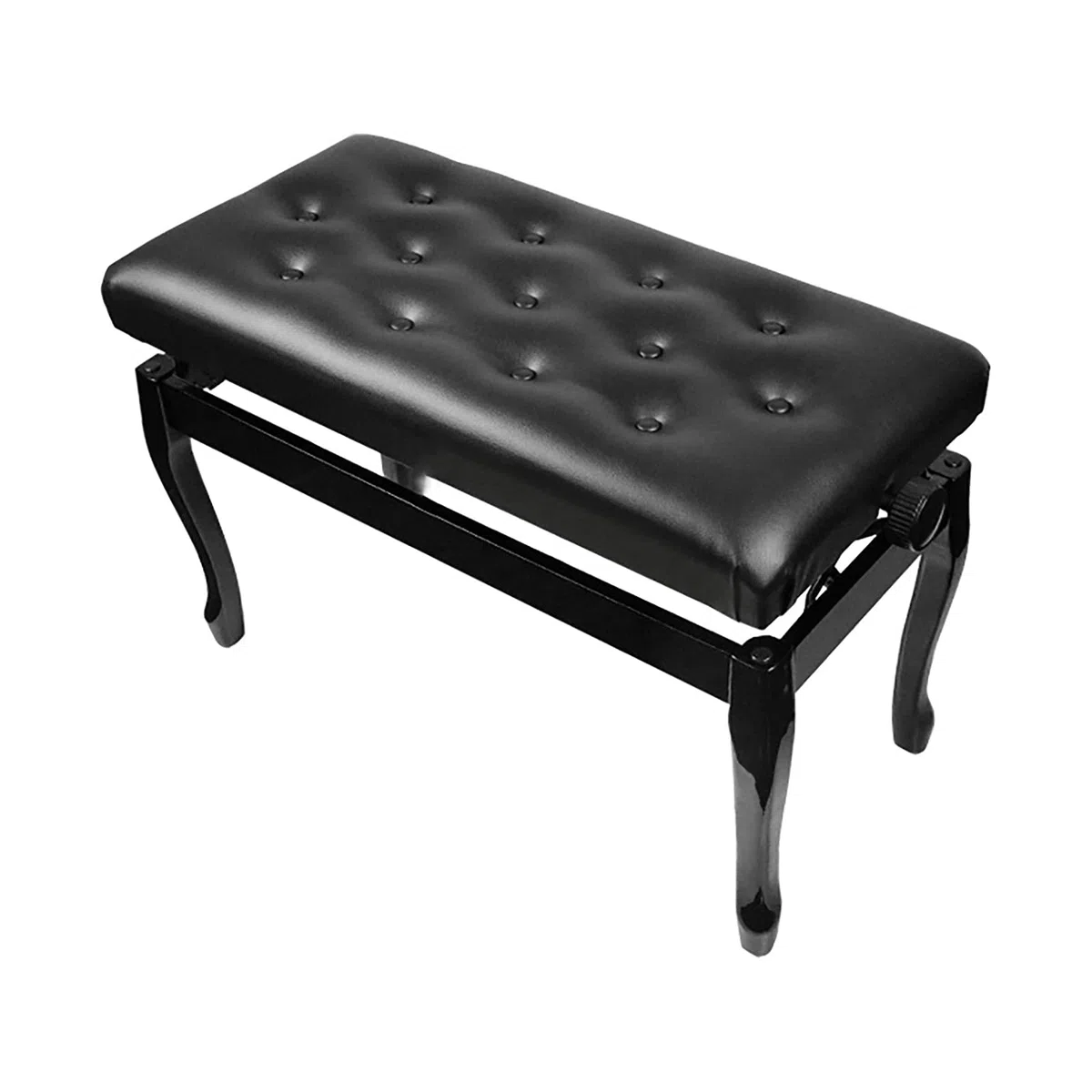 SDdPulse Taburete de piano ajustable de madera con asiento grueso de piel sintética, apto para práctica musical, altura: 48 ~ 58 cm, color negro