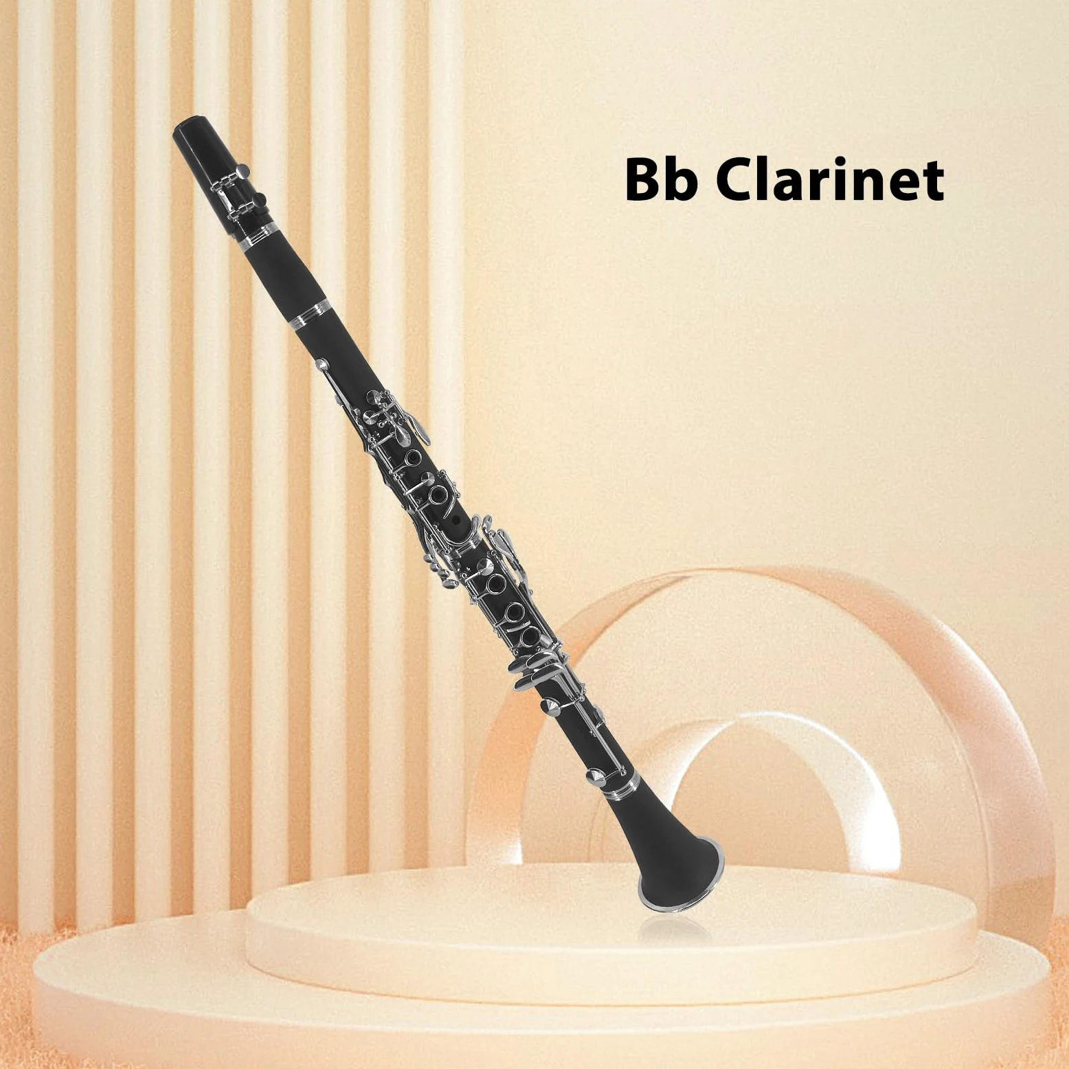 Clarinete ABS Binocular Clarinete Bb con 10 Cañas Paño de limpieza Guantes Destornillador Soporte Bolso Cepillo de limpieza Clarinete profesional de ebonita Bb Instrumento de viento de madera p