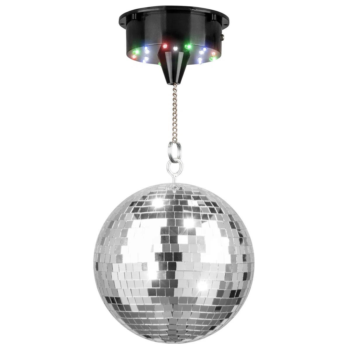 Fuzzix MB20ML Bola de discoteca. Bola de espejos a pilas de 20cm con motor LED giratorio. Bola disco para colgar con LEDs. Ideal para discoteca, bodas, fiestas, cumpleaños, salón de baile.