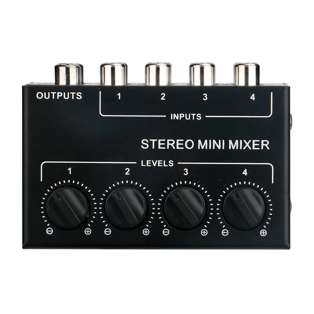 Mini Mezclador Pasivo de 4 Canales Instrumento Musical Compacto Reproductor de CD Mezclador Concentrador Estéreo para Computadora