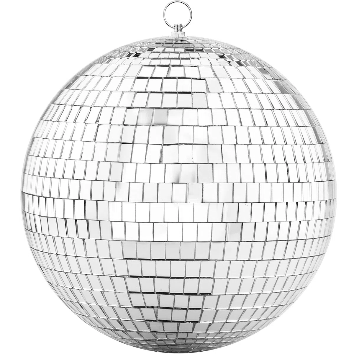 Bola de discoteca con espejo de 200 mm con anillo para colgar, bola plateada con purpurina, ideal para fiestas o DJ, efecto de luz, accesorios de fotos de Navidad