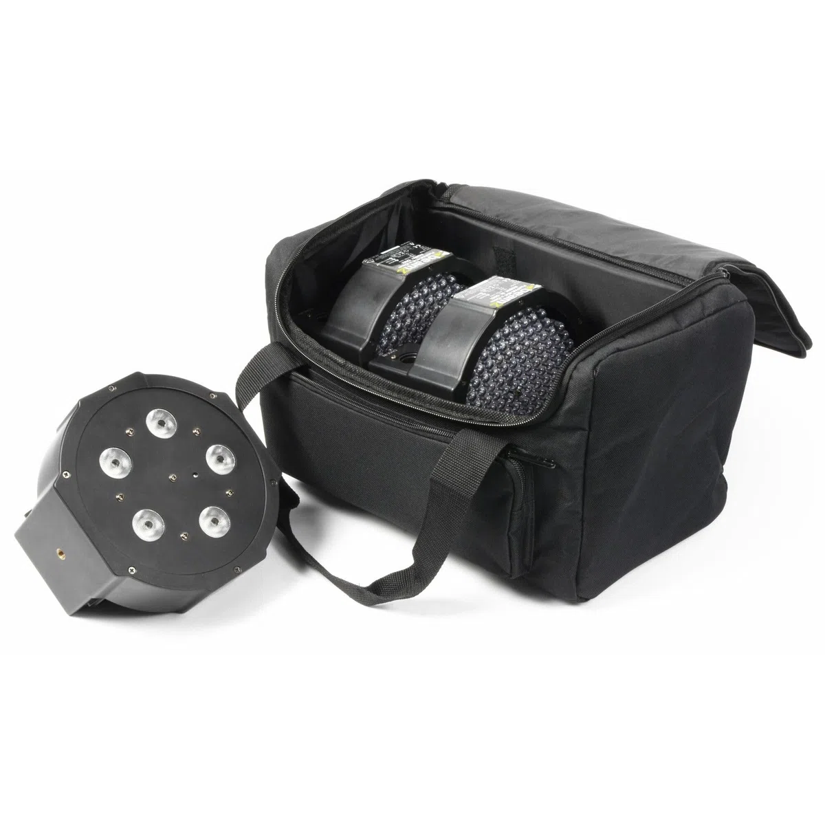 BeamZ AC-126 Maleta estuche blando de transporte apilable (dimensiones 35,5 x 20 x 20,5 cm, para equipos de audio o DJ, cremallera) - negro