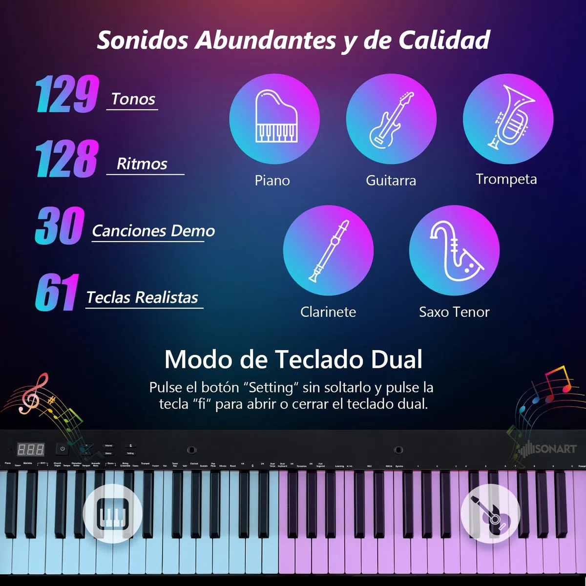 GOPLUS Teclado de Piano Eléctrico de 61 Teclas, Piano Digital con Soporte Ajustable y Taburete Teclas Semi-Pesadas, Función MIDI Audio Inalámbrica, Atril, Pedal de Sustain, Bolsa Portátil, Negro