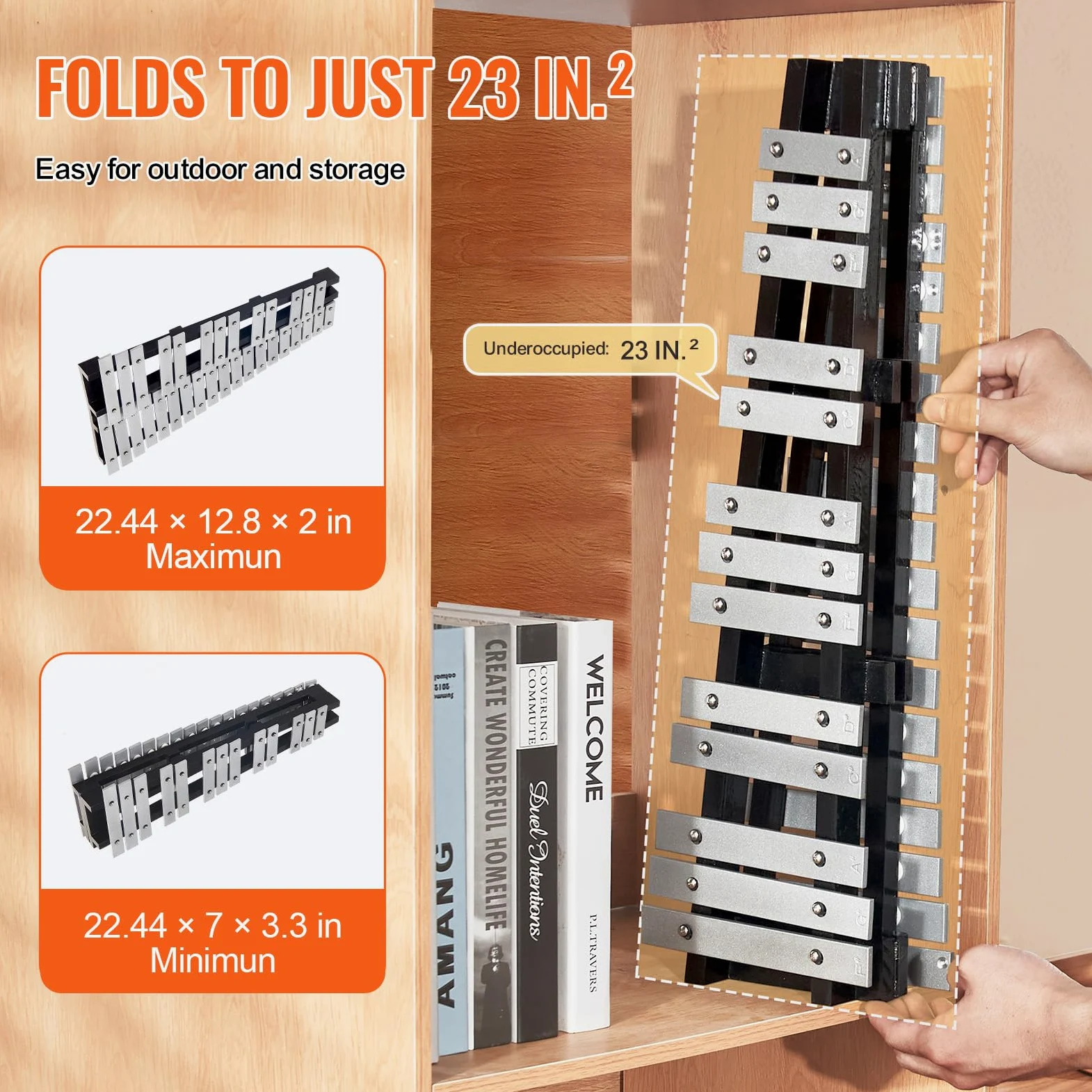 VEVOR Kit de Campana de Xilófono Glockenspiel de 32 Notas Instrumento de Percusión con Mazos, Baquetas y Bolsa de Transporte, Juego de Instrumentos de Percusión Profesional para Adulto, Estudiante