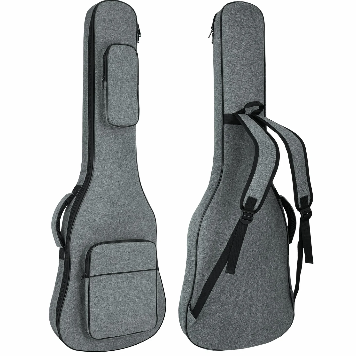 Bolsa de guitarra eléctrica, 39 40 pulgadas, bolsa de guitarra eléctrica, funda acolchada de 0.4 pulgadas de grosor, resistente al agua con dos bolsillos, almohadilla protectora para el cuello, gris