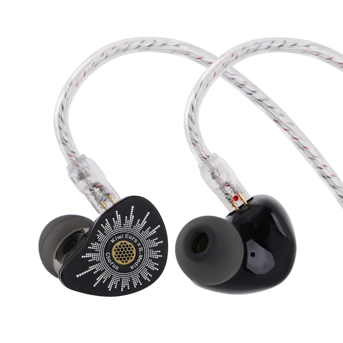 Linsoul Kiwi Ears x B_Media: Chorus In-Ear Monitor, Controlador Dinámico con Diafragma DLC, Auriculares Cableados con Placa Frontal de Metal CNC, Cable Doble Chapado en Plata (Negro, 3,5 mm sin Mic)