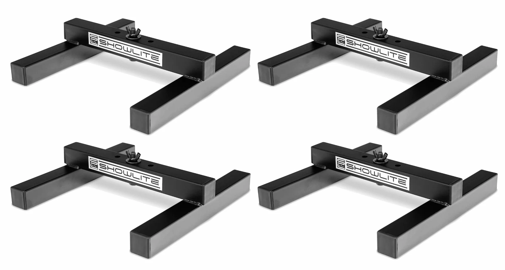 Set de 4 Soportes de Suelo Showlite FLS-10 PAR (soportes para colocar focos, base de 26 x 25,5 cm, 6 cm de alto, construcción robusta, apilables) Negro