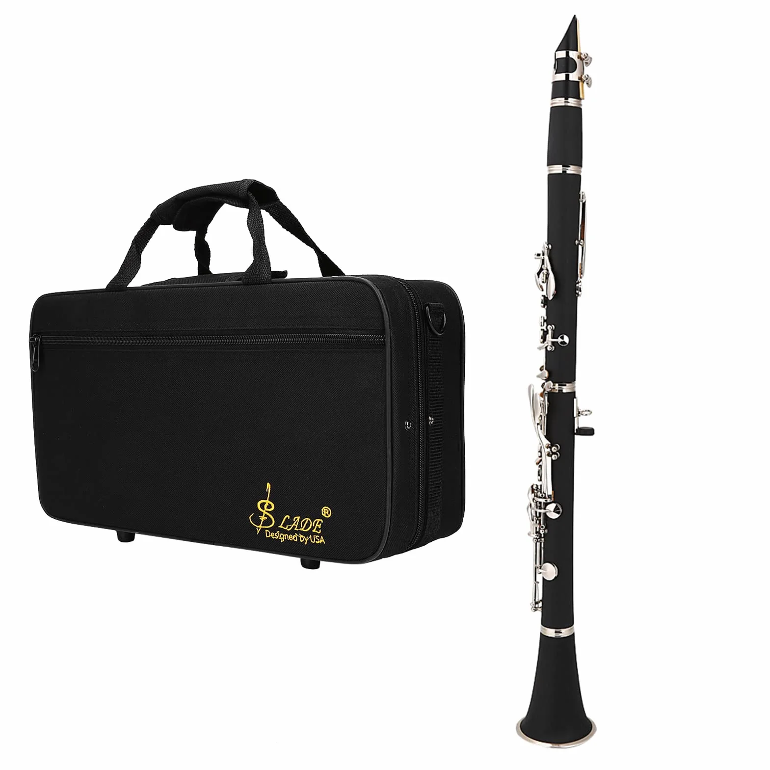 Dilwe Clarinete de Tono B Descendente, 17 Teclas Bakelita a Nivel de Estudiante, con Juncos y Tela de Limpieza