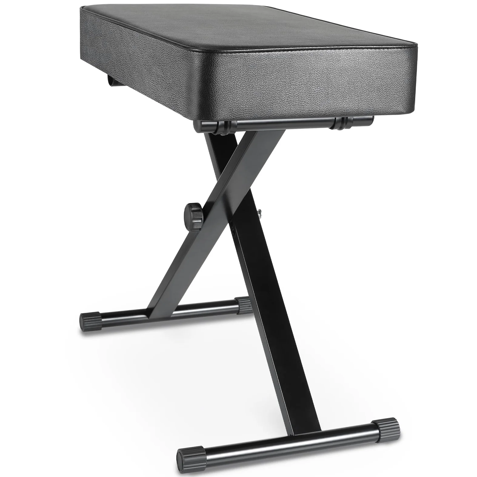 Banqueta Piano Regulable en Altura 50-52-54-56CM, Taburete Piano con Cojín de PU de 8CM, Banco Piano Plegable, Banqueta de Piano en Forma de X, Banco de Teclado con Capacidad de Carga de 100KG, Negro