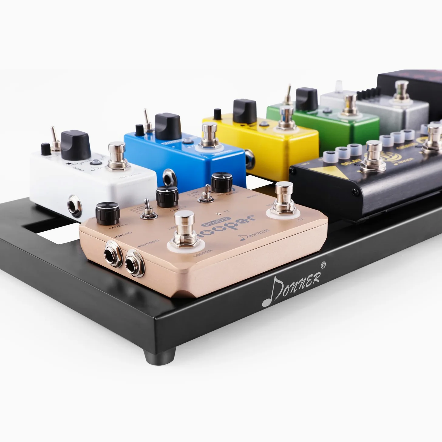 Donner Pedalera de efecto para Guitarra Electrica Ligero y Portable con Bolsa de Transporte y Cinta de Gancho y Bucle, Tablero de Pedal de Aleación 510 * 200 * 30 mm (DB-2)