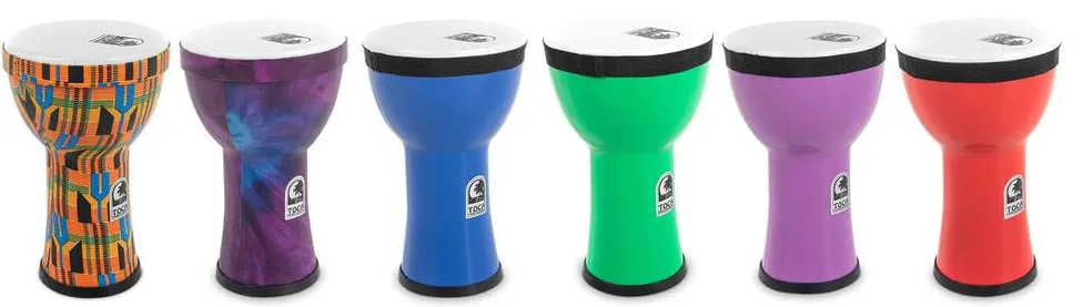 TOCA Doumbek Freestyle 2 Drum (casco de tambor de PVC resistente a la intemperie con 10" de altura, ideal para círculos de tambores, enseñanza y terapia, diámetro: 6"), Tela Kente
