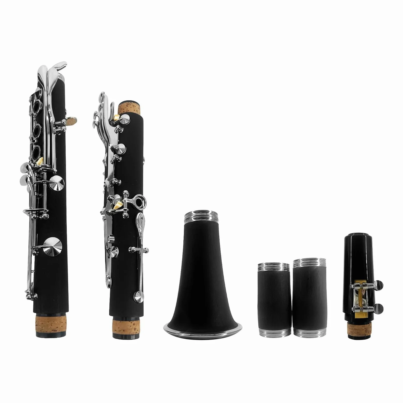 Clarinete ABS Binocular Clarinete Bb con 10 Cañas Paño de limpieza Guantes Destornillador Soporte Bolso Cepillo de limpieza Clarinete profesional de ebonita Bb Instrumento de viento de madera p