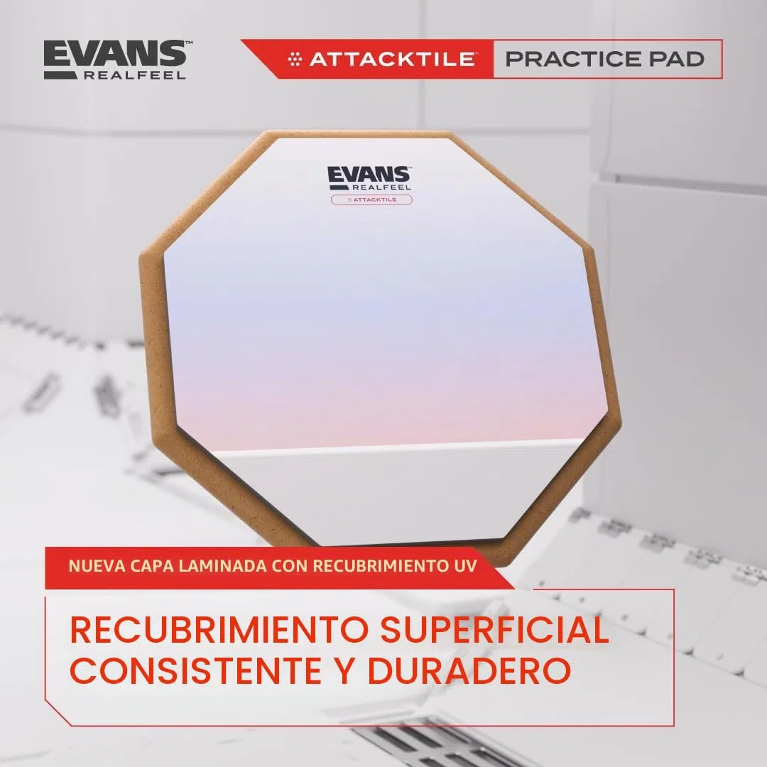 Almohadilla de práctica para batería Evans RealFeel Attacktile, 10 pulgadas