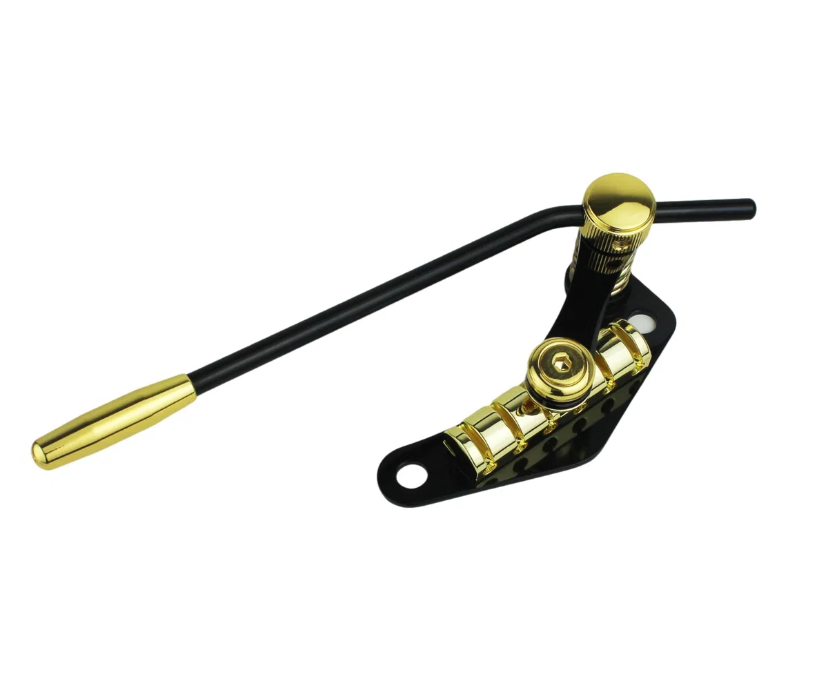 Guyker - Barra de parada de puente para guitarra Tremolo TM85 y GM005 Tune-O-Matic - Pieza de repuesto compatible con Les Paul LP SG 6 cuerdas guitarras eléctricas, negro y dorado