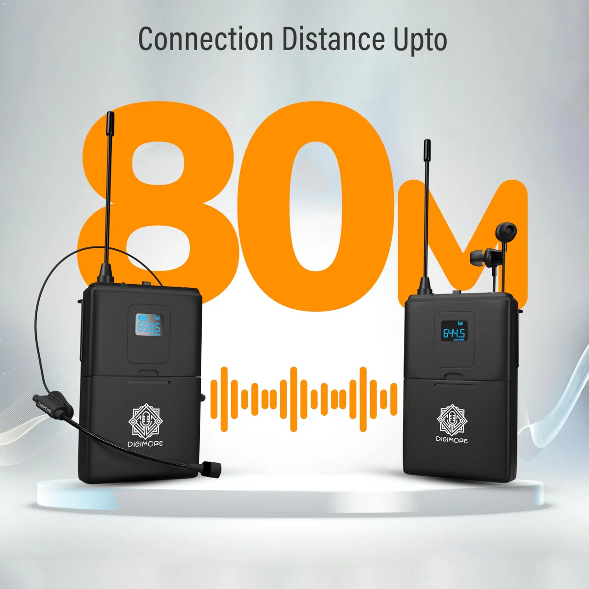 DIGIMORE Receptor inalámbrico con sistema de auriculares para guía turística, iglesia, enseñanza, viajes, presentación, seminario en vivo, visitas a la fábrica (1 receptor) (D-1500)