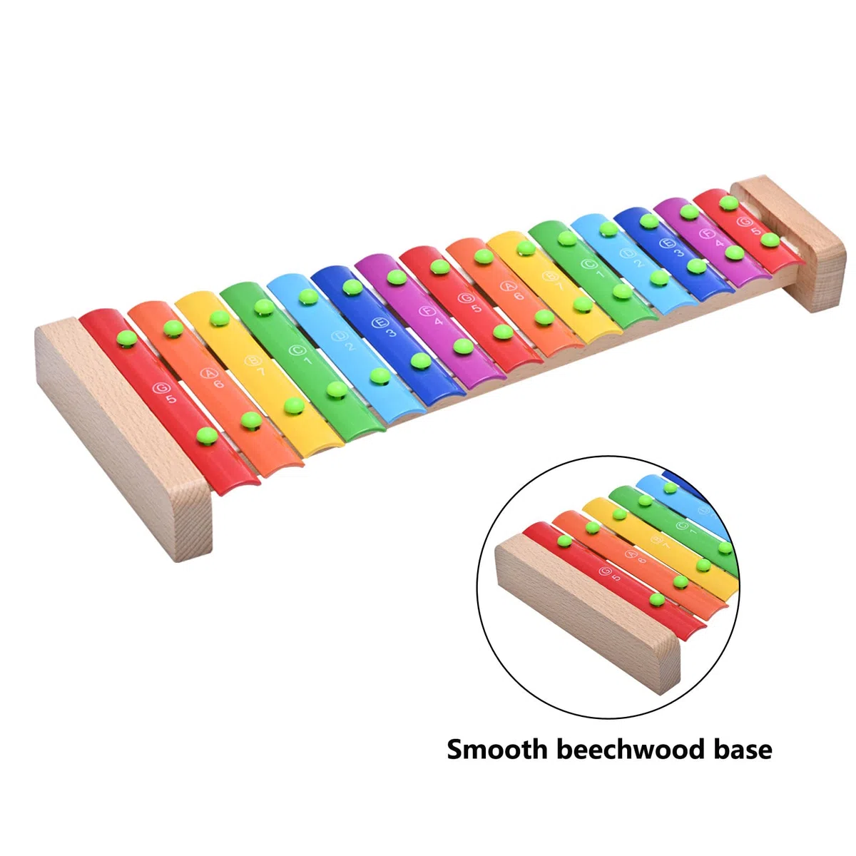 LIEKE Xilófono de madera, 15 tonos, carillón, instrumento musical, regalo para niños y adultos