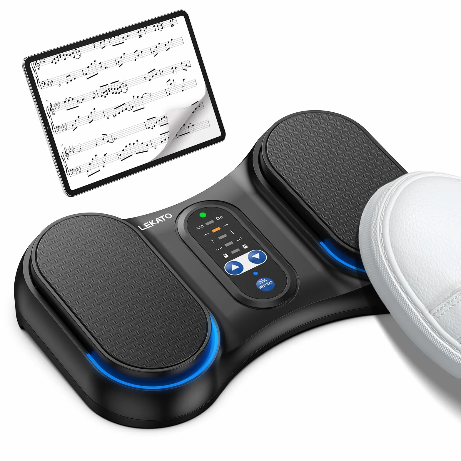 LEKATO Pedal de giro de página Bluetooth, girador de página inalámbrico, interruptor de pie recargable para teléfono, tabletas, pedal de pie portátil, compatible con Android e iOS