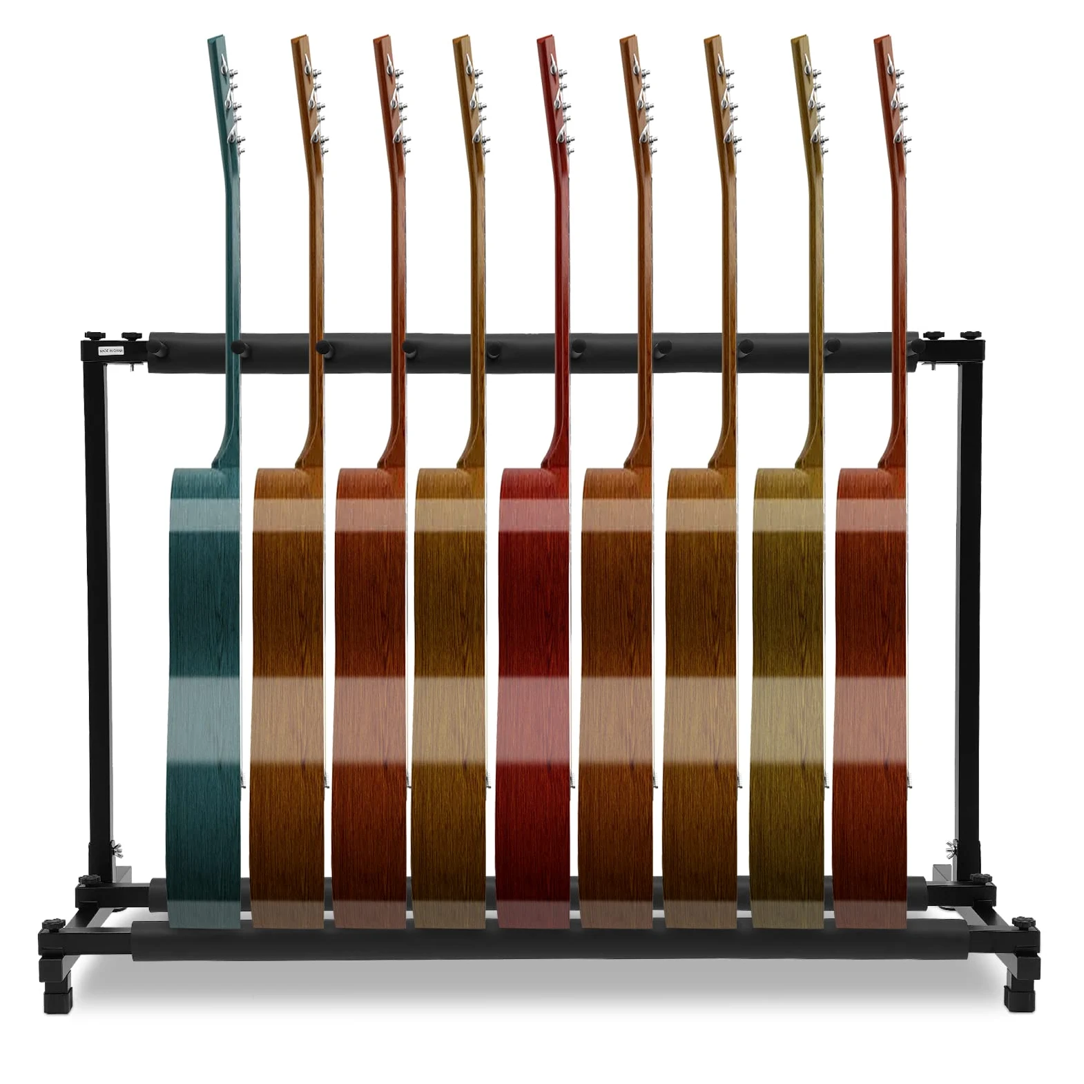 Soporte para Guitarra Con 9 Compartimentos y Pies Ajustables - para Clásica, Acústica, Eléctrica y Bajo