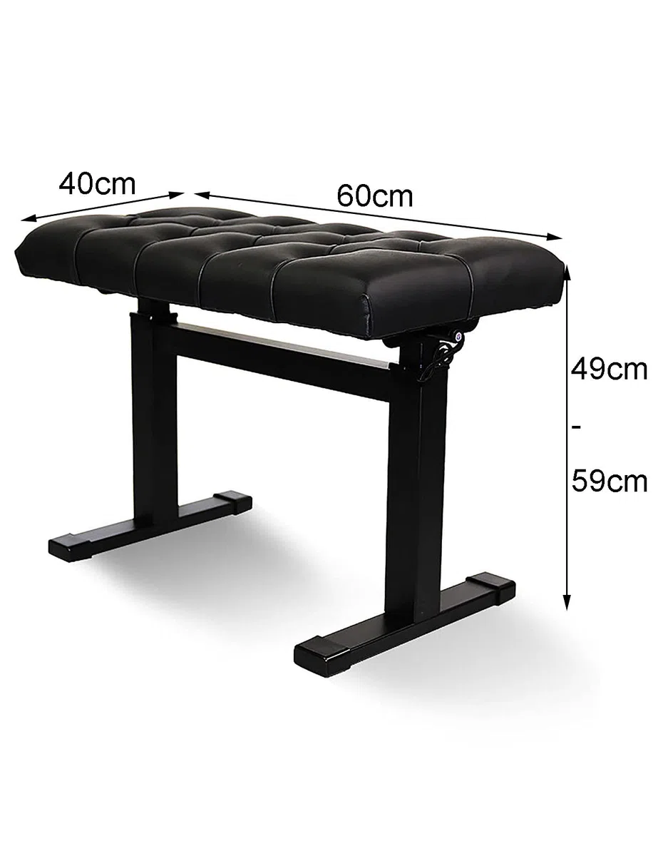 sdneNest Banco de piano de cuero moderno de alta calidad con banco de teclado de elevación hidráulica para profesores y niños, altura ajustable 60 x 40 x 49 59 cm, color negro