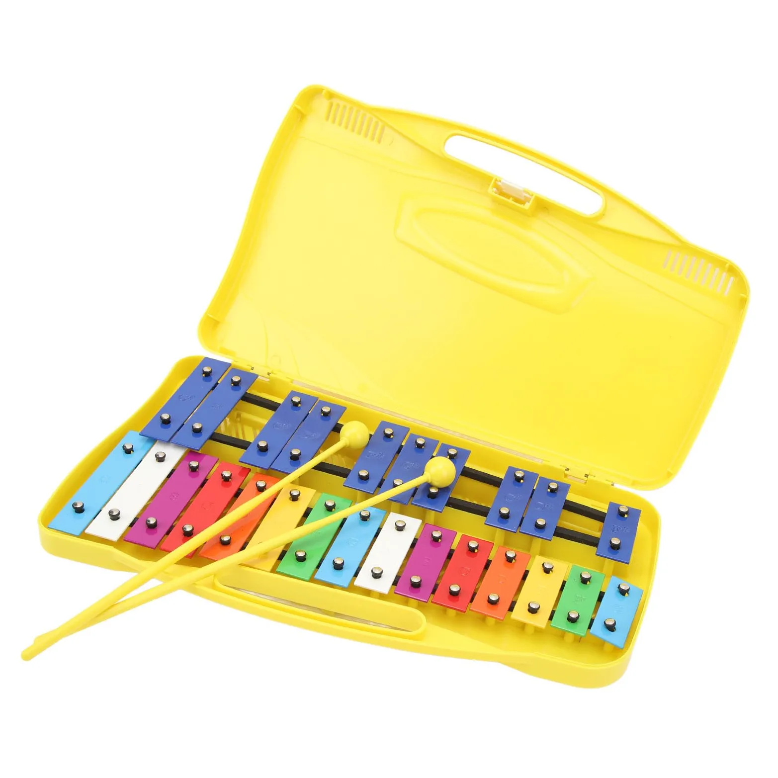 Generic Caja Amarilla para Niños Xilófono Profesional de 25 Notas Fuerte y Resistente Al Desgaste para Niños Llaves de Metal Aluminio 15,4 X 9,1 X 1,6 Pulgadas