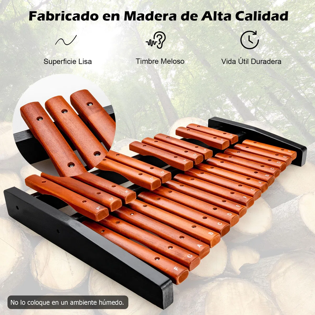 GOPLUS Xilófono de 25 Notas, Xilófono Madera con 2 Mazos y Bolsa de Transporte, Instrumento Musical Portátil con Bueno Sonido, Instrumento de Percusión de Madera, para Niños y Adultos