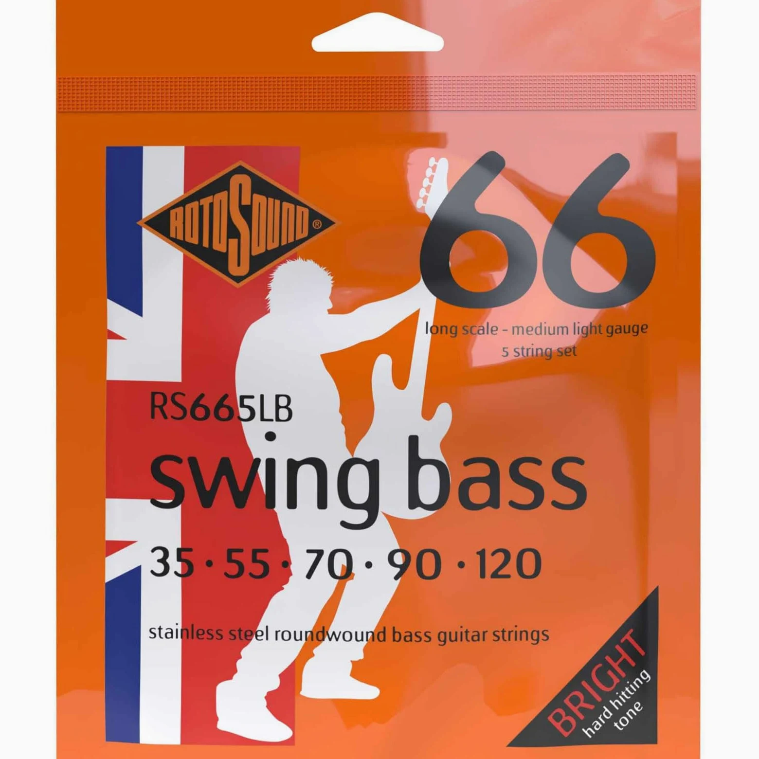 Rotosound Cuerdas para bajo eléctrico SWING 66 STAINLESS SETS 5-Cuerdas RS665LB Acero inoxidable Medium-Light 35-120
