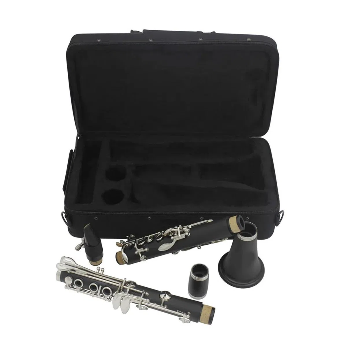 Clarinete Sib de baquelita de 17 teclas instrumento de viento madera profesional de ébano negro con caja y accesorios Tocando Clarinete