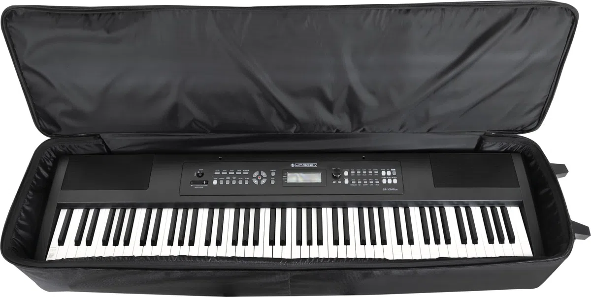 McGrey KBT-3223-88 Carro de transporte con ruedas para teclado y piano con 88 teclas, ligero, cómodo y resistente, acolchado interior grueso, mochila acolchada, impermeable, negro