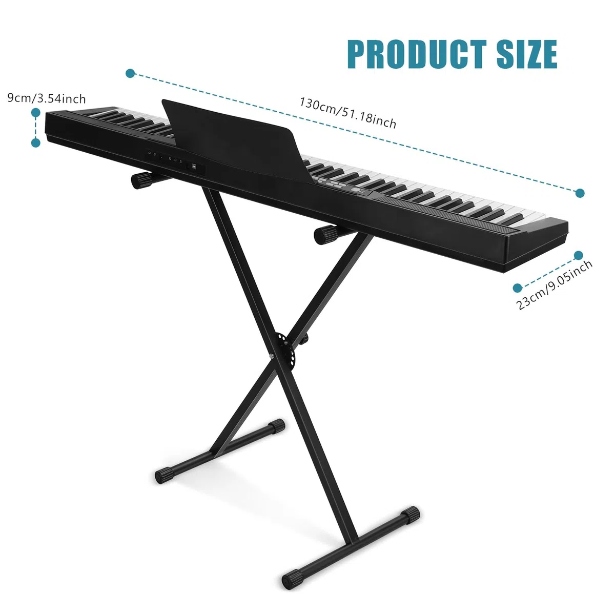 Piano digital de 88 teclas, teclado semi-pesado de tamaño completo con pedal de sustain y alimentación, piano eléctrico portátil para principiantes profesionales, incluye soporte, estuche de