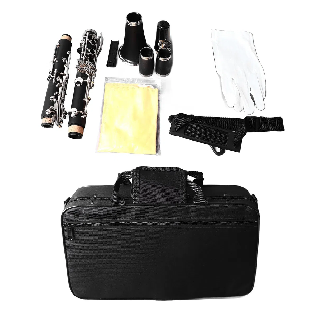 Calidad de Sonido Profesional, Ingeniería de Cuerpo de Plástico BB Clarinete, Teclas Chapadas Ni, Kit Preciso y Preciso y Completo con, Correa de Hombro, Tela, Clamp/Holder de Caña,