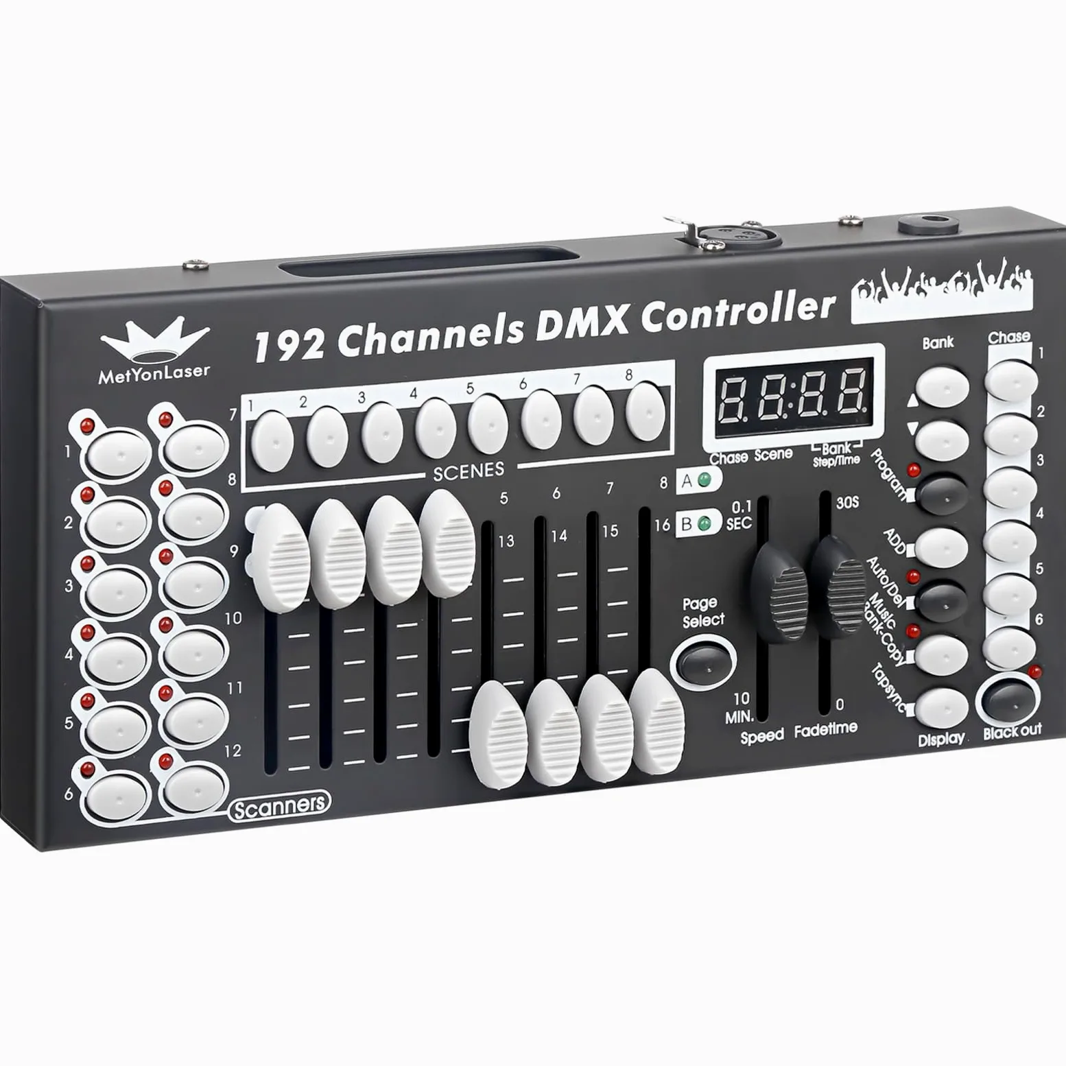 Controlador DMX, consola DMX, consola DMX512 de 192 canales, panel de control para editar el programa de iluminación de escenario (negro)