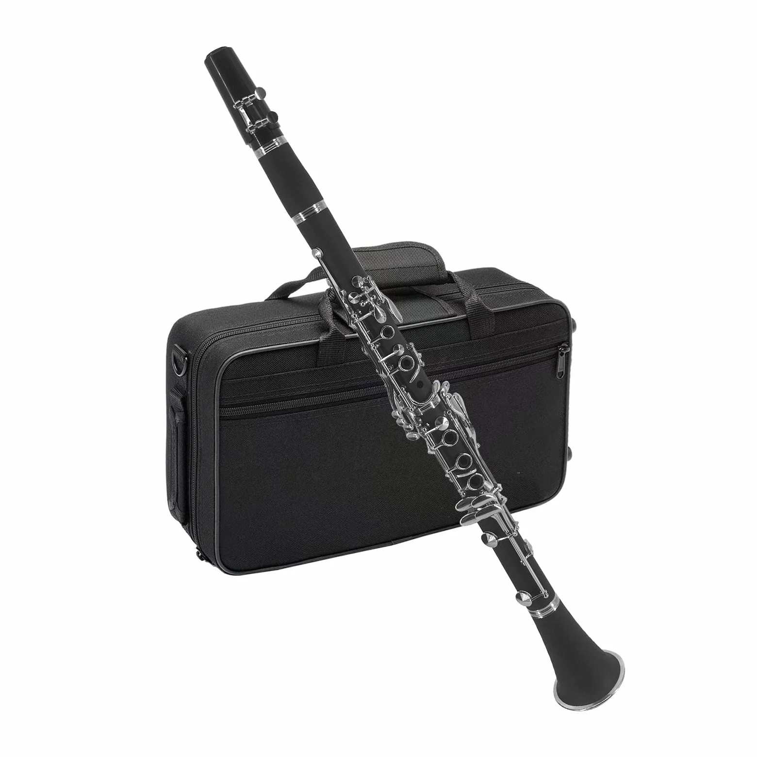 Clarinete ABS Binocular Clarinete Bb con 10 Cañas Paño de limpieza Guantes Destornillador Soporte Bolso Cepillo de limpieza Clarinete profesional de ebonita Bb Instrumento de viento de madera p