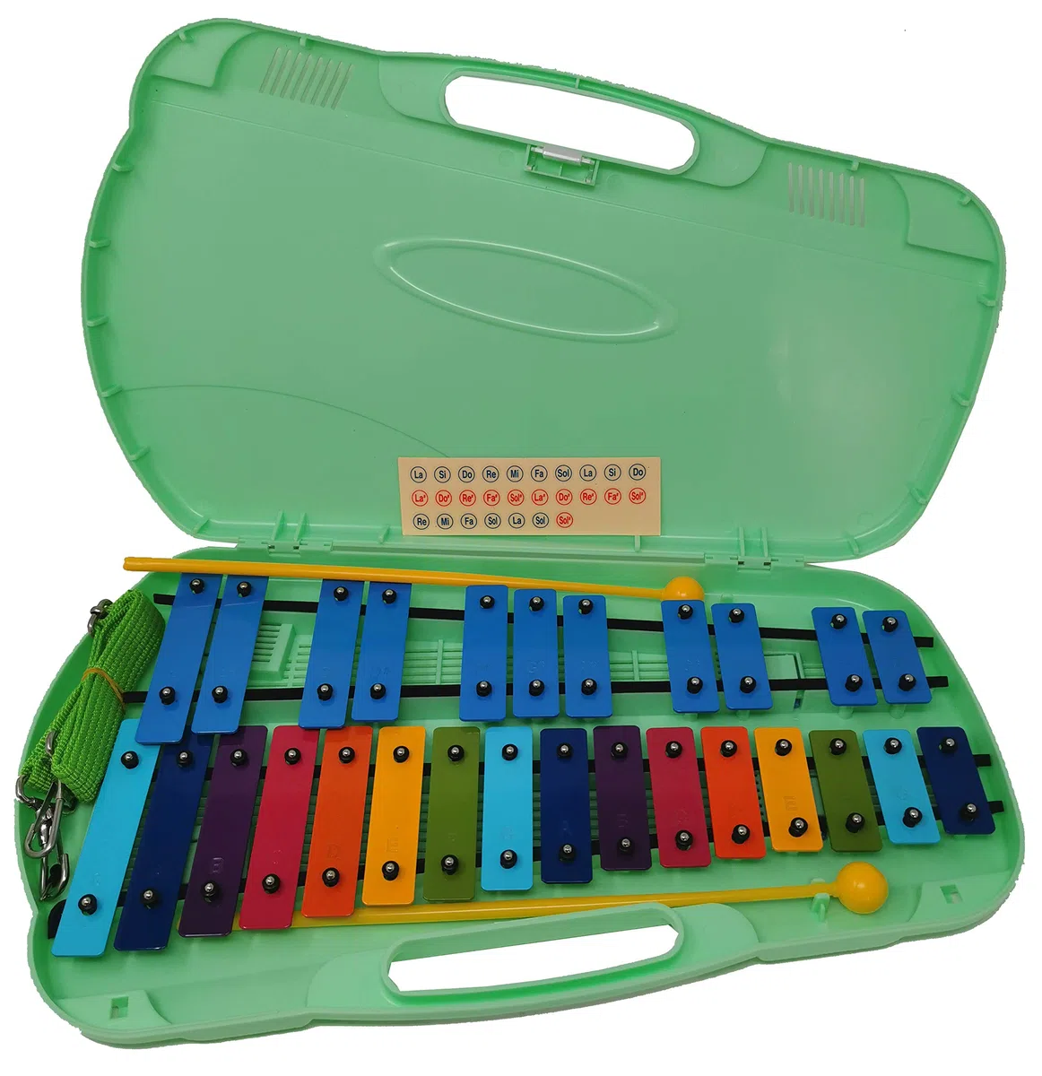 ROCKSTAR - Xilófono Glockenspiel Carrillón Metalofono Angel AG27N Cromático, 27 Teclas Colores con Estuche y Mazas. Para uso escolar ó domestico, Instrumento Musical Rítmico