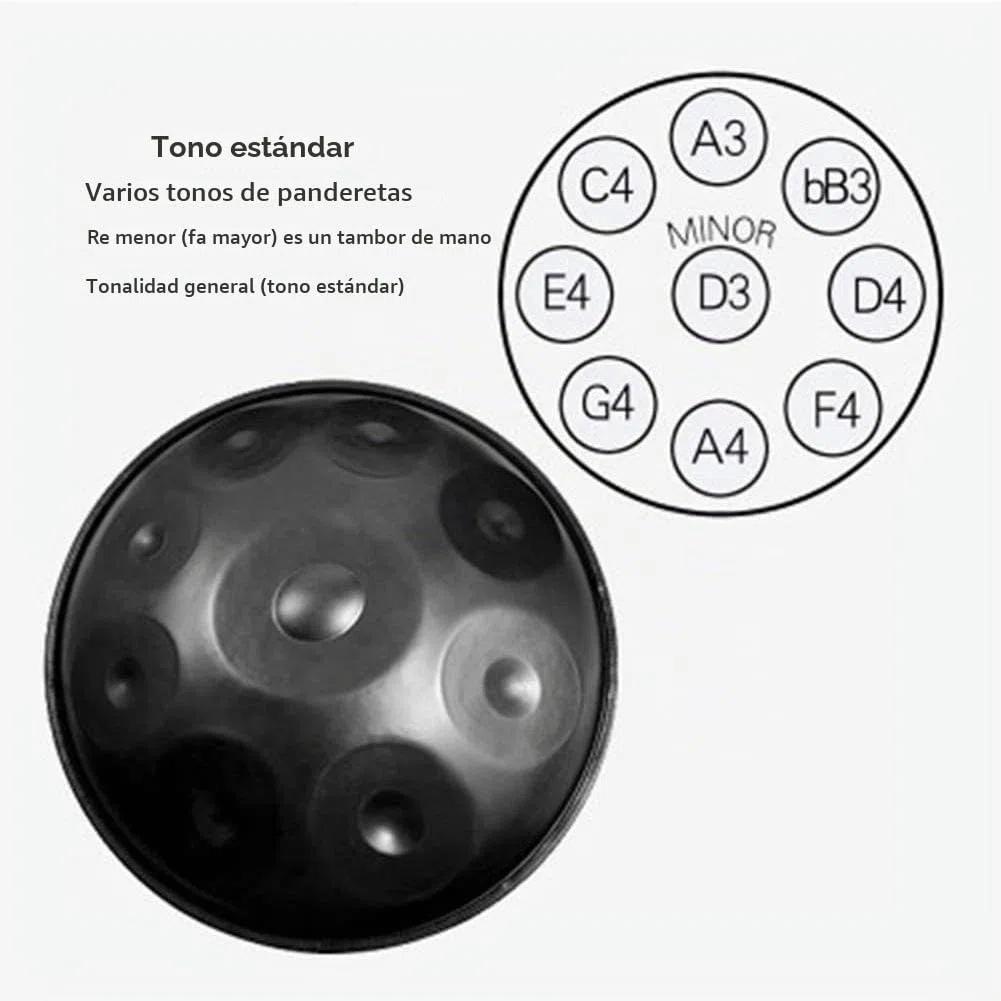 Tambor de Acero, Profesional Major Grande 9 Notas Handpan Drum Handcraft Metal Hand Drum Instrumento de percusión melódica