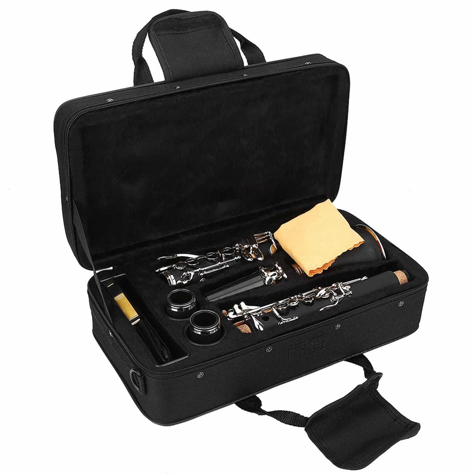CHICIRIS Clarinete de Baquelita Exquisito de 17 Teclas Tono Suave para Bandas de Música y Músicos Cañas Incluidas Paño de Limpieza Diseño Elegante para Entusiastas de la Música